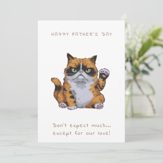 Grumpy Cat Father's Day Card Einladung (Stehend Vorderseite)