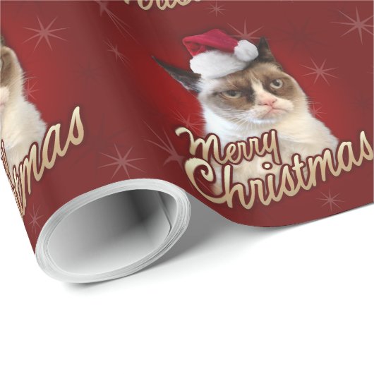Grumpy Cat Frohe Weihnachtswrapping Papier Geschenkpapier (Rolleneckpunkt)