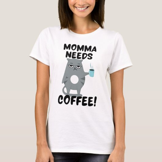 Grumpy Cat Funny Coffee Lover T - Shirt (Vorderseite)