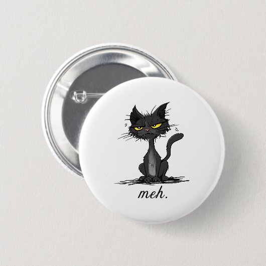 GRUMPY CAT - Funny Meh Cat - Crazy Cat Lady Gift Button (Vorne & Hinten)