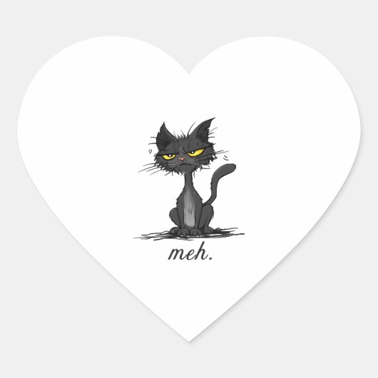 GRUMPY CAT - Funny Meh Cat - Crazy Cat Lady Gift Herz-Aufkleber (Vorderseite)