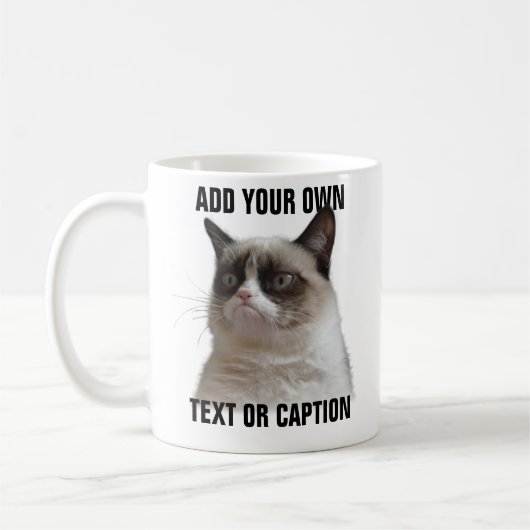 Grumpy Cat Glare - Hinzufügen eines eigenen Textes Kaffeetasse (Links)