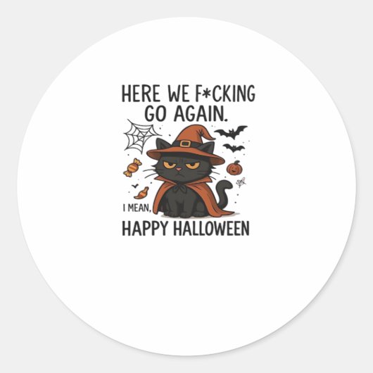 Grumpy Cat Halloween Klassischer T - Shirt Runder Aufkleber (Vorderseite)