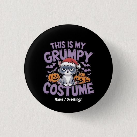 Grumpy Cat Halloween-Kostüm Lustiger Feiertag Tier Button (Vorderseite)