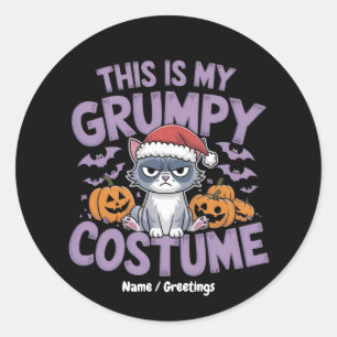 Grumpy Cat Halloween-Kostüm Lustiges Feiertags-Tie Runder Aufkleber
