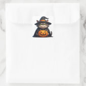 Grumpy Cat Halloween Kürbislaterne 🎃 Quadratischer Aufkleber (Tasche)