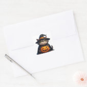 Grumpy Cat Halloween Kürbislaterne 🎃 Quadratischer Aufkleber (Umschlag)