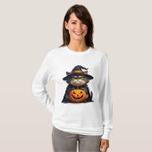 Grumpy Cat Halloween Kürbislaterne 🎃 T-Shirt (Vorne ganz)