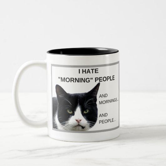 Grumpy Cat "I Hate Morning People" Kaffee Tasse! Zweifarbige Tasse (Links)