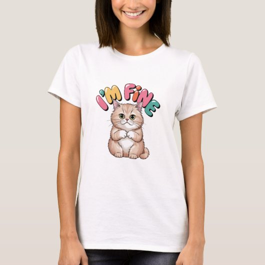 Grumpy Cat "I'm Fine" Funny Cartoon Shirt (Vorderseite)