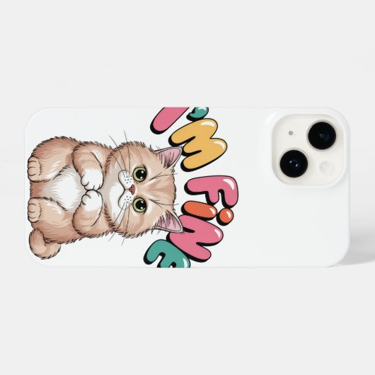 Grumpy Cat "I'm Fine" Funny Cartoon Shirt iPhone Hülle (Rückseite (Horizontal))