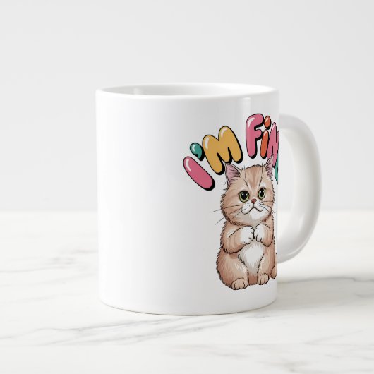 Grumpy Cat "I'm Fine" Funny Cartoon Shirt Jumbo-Tasse (Vorderseite Rechts)