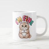 Grumpy Cat "I'm Fine" Funny Cartoon Shirt Jumbo-Tasse (Rechts)