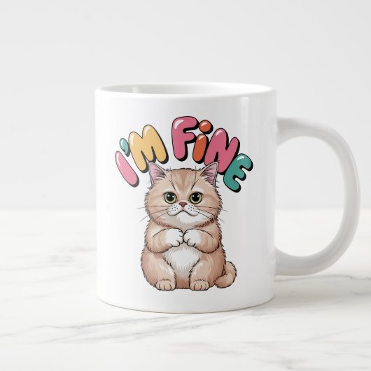 Grumpy Cat "I'm Fine" Funny Cartoon Shirt Jumbo-Tasse (Rechts)