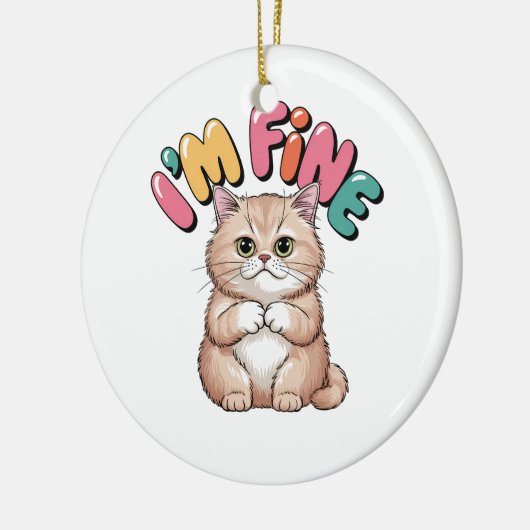 Grumpy Cat "I'm Fine" Funny Cartoon Shirt Keramik Ornament (Links)