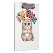 Grumpy Cat "I'm Fine" Funny Cartoon Shirt Klemmbrett (Rechts)