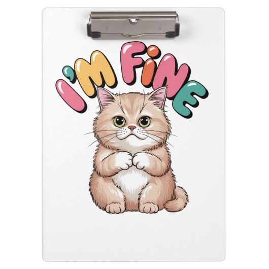 Grumpy Cat "I'm Fine" Funny Cartoon Shirt Klemmbrett (Vorderseite)