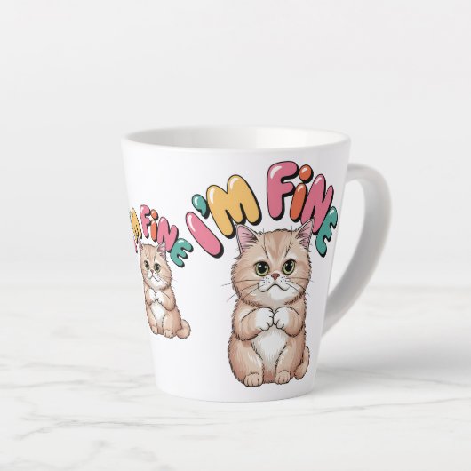 Grumpy Cat "I'm Fine" Funny Cartoon Shirt Milchtasse (Rechte Ecke)