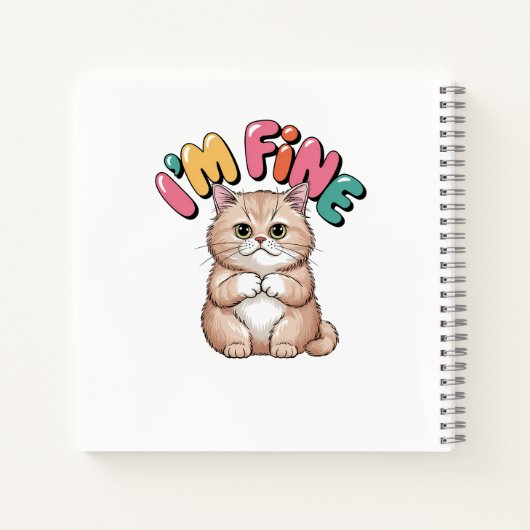 Grumpy Cat "I'm Fine" Funny Cartoon Shirt Notizblock (Rückseite)