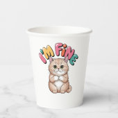 Grumpy Cat "I'm Fine" Funny Cartoon Shirt Pappbecher (Rückseite)