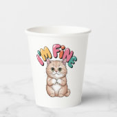 Grumpy Cat "I'm Fine" Funny Cartoon Shirt Pappbecher (Vorderseite)