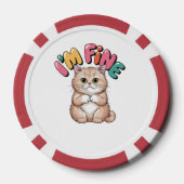 Grumpy Cat "I'm Fine" Funny Cartoon Shirt Pokerchips (Rückseite)