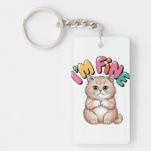 Grumpy Cat "I'm Fine" Funny Cartoon Shirt Schlüsselanhänger (Vorderseite)