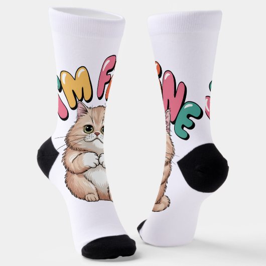 Grumpy Cat "I'm Fine" Funny Cartoon Shirt Socken (Gewinkelt)