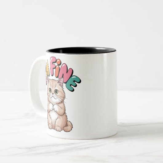 Grumpy Cat "I'm Fine" Funny Cartoon Shirt Zweifarbige Tasse (Vorderseite Links)