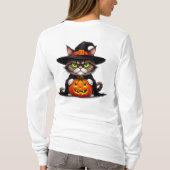 Grumpy Cat im Hexenkostüm mit Kürbis 🎃 T-Shirt (Rückseite)