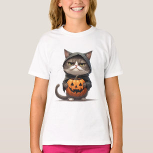Grumpy Cat im Kürbiskostüm Halloween 🎃 T-Shirt