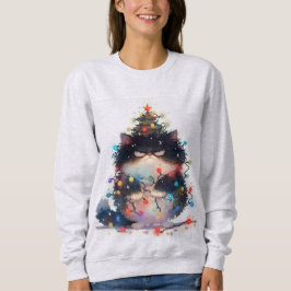 Grumpy Cat In Christmas Lights Funny Cat Sweatshirt