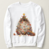Grumpy Cat In Christmas Lights Funny Cat Sweatshirt (Design vorne)