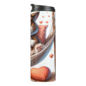 Grumpy Cat in einer Hängematte mit Blume Thermosbecher (Nach rechts gedreht)