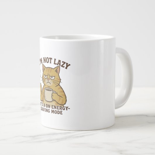 Grumpy Cat in Energy-Saving Mode Mug Jumbo-Tasse (Vorderseite Rechts)