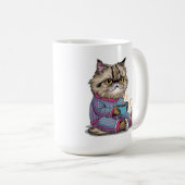 Grumpy Cat in Pajamas mit Kaffee Kaffeetasse (VorderseiteRechts)