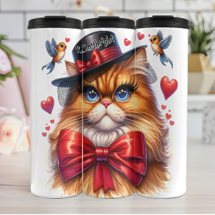 Grumpy Cat in Red Bow Thermosbecher