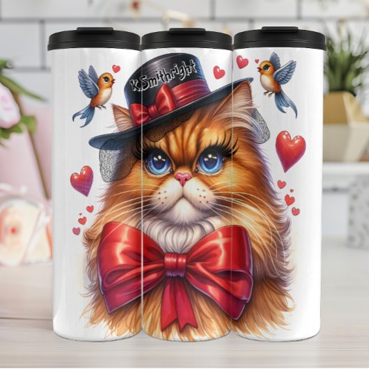 Grumpy Cat in Red Bow Thermosbecher
