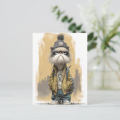 Grumpy Cat in Streetwear Postkarte (Stehend Vorderseite)