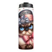 Grumpy Cat in Top Hat Thermosbecher (Vorderseite)