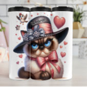 Grumpy Cat in Top Hat Thermosbecher