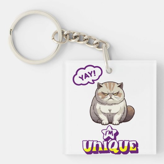 Grumpy Cat "JUHU! Ich bin einzigartig" Lustiger K Schlüsselanhänger (Vorderseite)