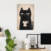 Grumpy Cat Kaffee Poster, minimalist schwarze Kuns Poster (Heimbüro)