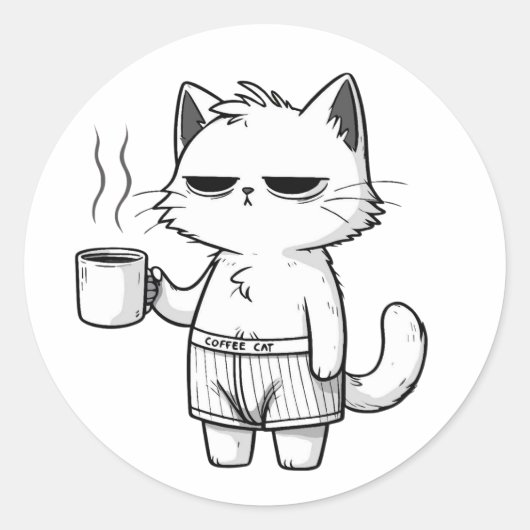 Grumpy Cat Kaffee-Tasse Muster Runder Aufkleber (Vorderseite)