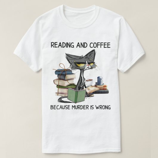 Grumpy Cat Lesen und Kaffee T-Shirt (Design vorne)