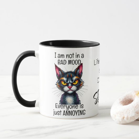 Grumpy Cat Life beginnt nach dem Kaffee-Zitat Tasse (Mit Donut)