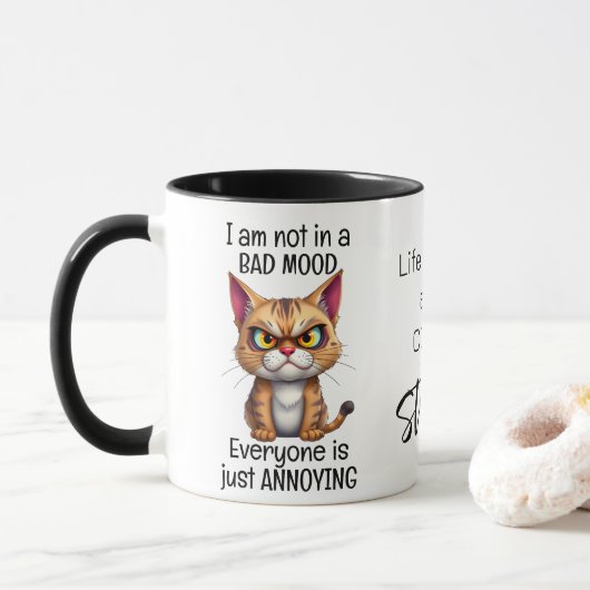 Grumpy Cat Life beginnt nach dem Kaffee-Zitat Tasse (Mit Donut)