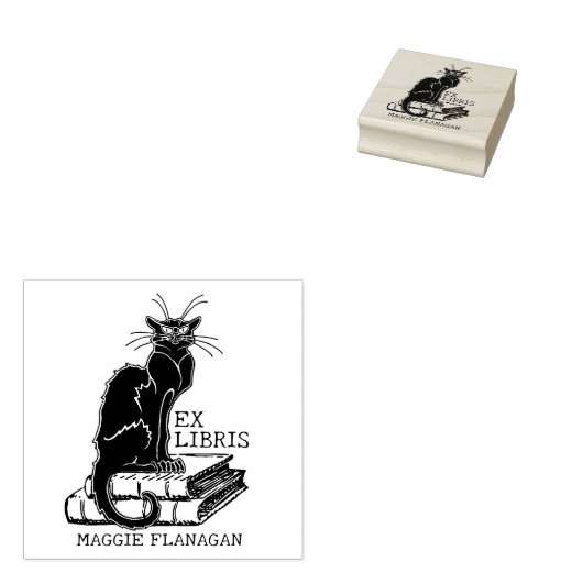 Grumpy Cat mit Büchern, Custom Ex Libris Library Gummistempel (Stempel)