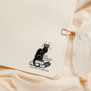 Grumpy Cat mit Büchern, Custom Ex Libris Library Gummistempel