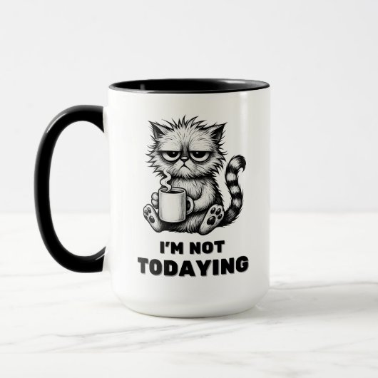 Grumpy Cat mit Coffee Funny Lazy Cartoon Style Tasse (Links)